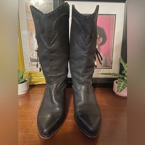 Black Leather Cowgirl Boots